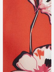 Lewit 100% Silk Red Floral Print Kimono Style Dress