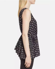 Lewit 100% Silk Printed Peplum Hem Top