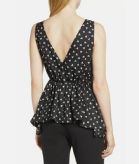 Lewit 100% Silk Printed Peplum Hem Top