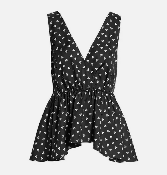 Lewit 100% Silk Printed Peplum Hem Top