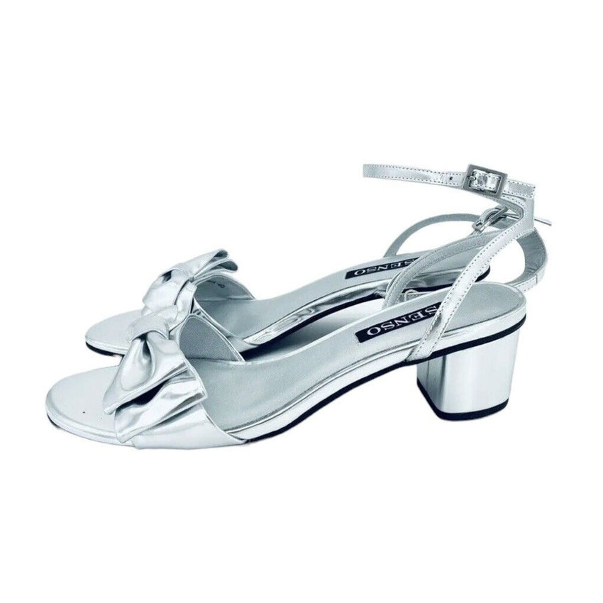 Senso Jemma II Bow Silver Metallic Patent Leather Sandals