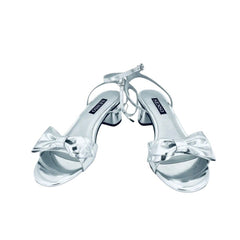 Senso Jemma II Bow Silver Metallic Patent Leather Sandals