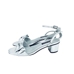 Senso Jemma II Bow Silver Metallic Patent Leather Sandals