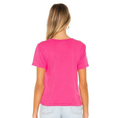 Hudson Jeans Distressed Fuchsia Modal Cotton T-Shirt