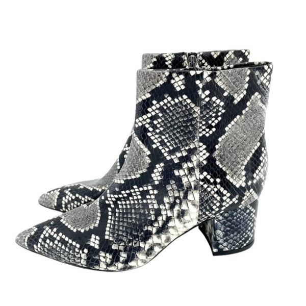 Marc Fisher Jarli Snake Print Leather Pointed Toe Ankle Boots