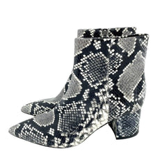 Marc Fisher Jarli Snake Print Leather Pointed Toe Ankle Boots