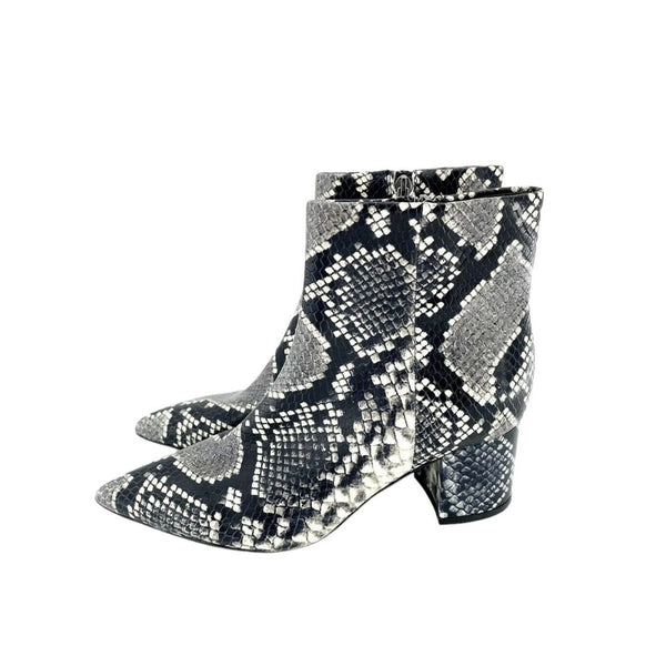 Marc Fisher Jarli Snake Print Leather Pointed Toe Ankle Boots