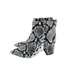 Marc Fisher Jarli Snake Print Leather Pointed Toe Ankle Boots
