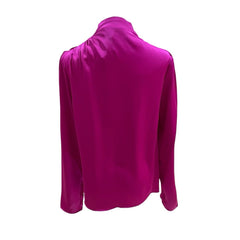 Joie Hot Pink Satin High Neck Rhinestone Buttons Top