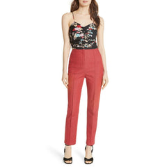 Diane Von Furstenberg High Waist Tapered Leg Skinny Ankle Red Pants