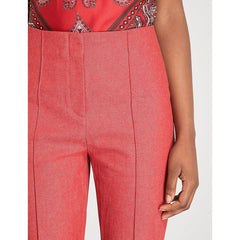 Diane Von Furstenberg High Waist Tapered Leg Skinny Ankle Red Pants