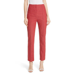 Diane Von Furstenberg High Waist Tapered Leg Skinny Ankle Red Pants
