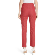 Diane Von Furstenberg High Waist Tapered Leg Skinny Ankle Red Pants