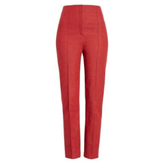 Diane Von Furstenberg High Waist Tapered Leg Skinny Ankle Red Pants