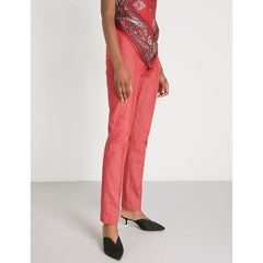 Diane Von Furstenberg High Waist Tapered Leg Skinny Ankle Red Pants