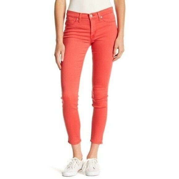 Hudson Jeans Natalie Midrise Ankle Super Skinny Jeans Red Currant