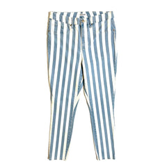 Good American Good Legs Crop Skinny White Blue Striped Jeans - PRE-OWNED