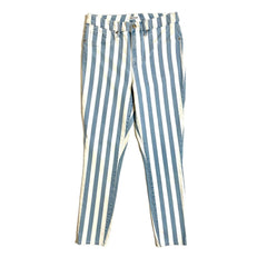 Good American Good Legs Crop Skinny White Blue Striped Jeans - PRE-OWNED