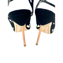 Sophia Webster Birdie Sandals Black Suede Leather Laser Cut Sandals