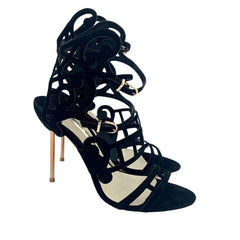 Sophia Webster Birdie Sandals Black Suede Leather Laser Cut Sandals