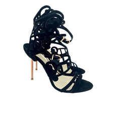 Sophia Webster Birdie Sandals Black Suede Leather Laser Cut Sandals