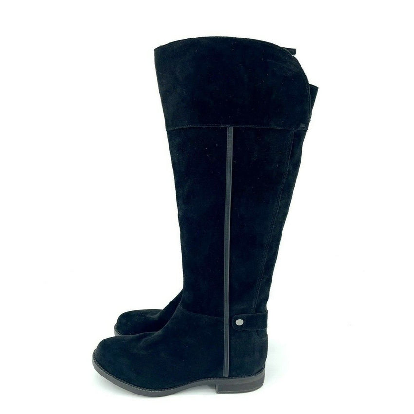 Franco Sarto Tall Riding Boots Black Suede Leather Wide Calf