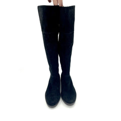 Franco Sarto Tall Riding Boots Black Suede Leather Wide Calf
