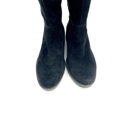 Franco Sarto Tall Riding Boots Black Suede Leather Wide Calf