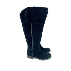 Franco Sarto Tall Riding Boots Black Suede Leather Wide Calf