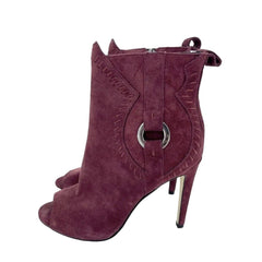 Rebecca Minkoff Ridley Burgundy Suede Leather Peep Toe Booties
