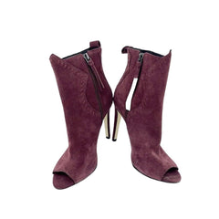 Rebecca Minkoff Ridley Burgundy Suede Leather Peep Toe Booties