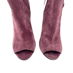 Rebecca Minkoff Ridley Burgundy Suede Leather Peep Toe Booties