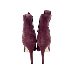 Rebecca Minkoff Ridley Burgundy Suede Leather Peep Toe Booties