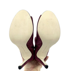 Rebecca Minkoff Ridley Burgundy Suede Leather Peep Toe Booties