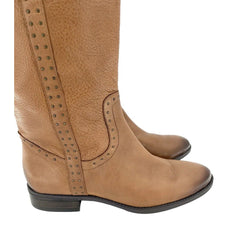Sam Edelman Soft Studded Leather Riding Boot Whiskey Brown