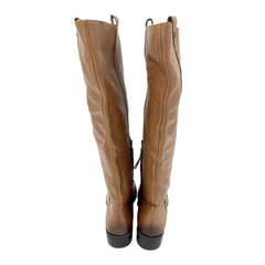 Sam Edelman Soft Studded Leather Riding Boot Whiskey Brown