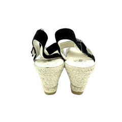 Espadrilles Silver Glitter Black Suede Wedge Sandals