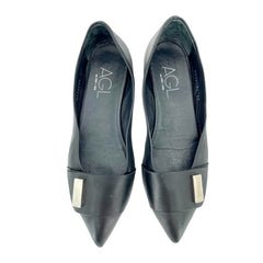 AGL Attilio Giusti Leombruni Black Leather Pointed Toe Flats - PRE-OWNED