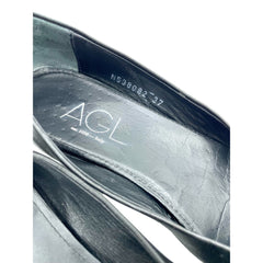 AGL Attilio Giusti Leombruni Black Leather Pointed Toe Flats - PRE-OWNED