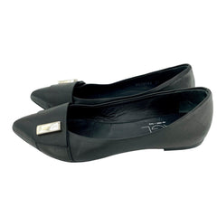 AGL Attilio Giusti Leombruni Black Leather Pointed Toe Flats - PRE-OWNED