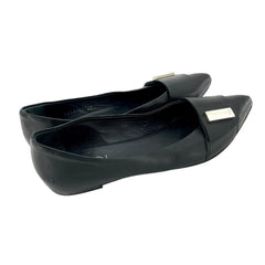 AGL Attilio Giusti Leombruni Black Leather Pointed Toe Flats - PRE-OWNED