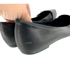 AGL Attilio Giusti Leombruni Black Leather Pointed Toe Flats - PRE-OWNED