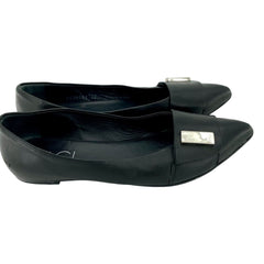 AGL Attilio Giusti Leombruni Black Leather Pointed Toe Flats - PRE-OWNED