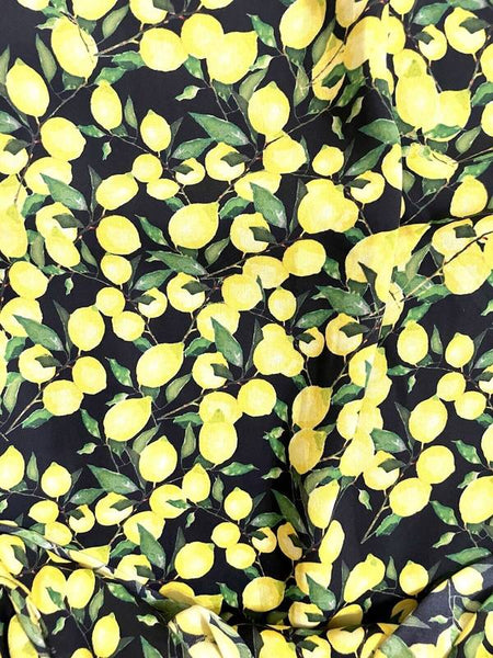 Parker Lemon Print Silk Blend Front Tie Halter Blouse