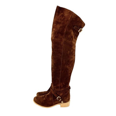 Charles David Amorosa Brown Suede Leather Over-The-Knee Boots