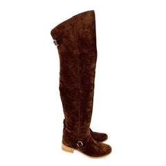 Charles David Amorosa Brown Suede Leather Over-The-Knee Boots
