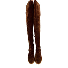 Charles David Amorosa Brown Suede Leather Over-The-Knee Boots