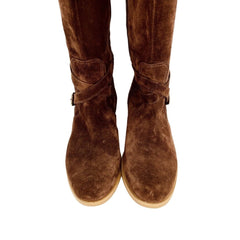 Charles David Amorosa Brown Suede Leather Over-The-Knee Boots