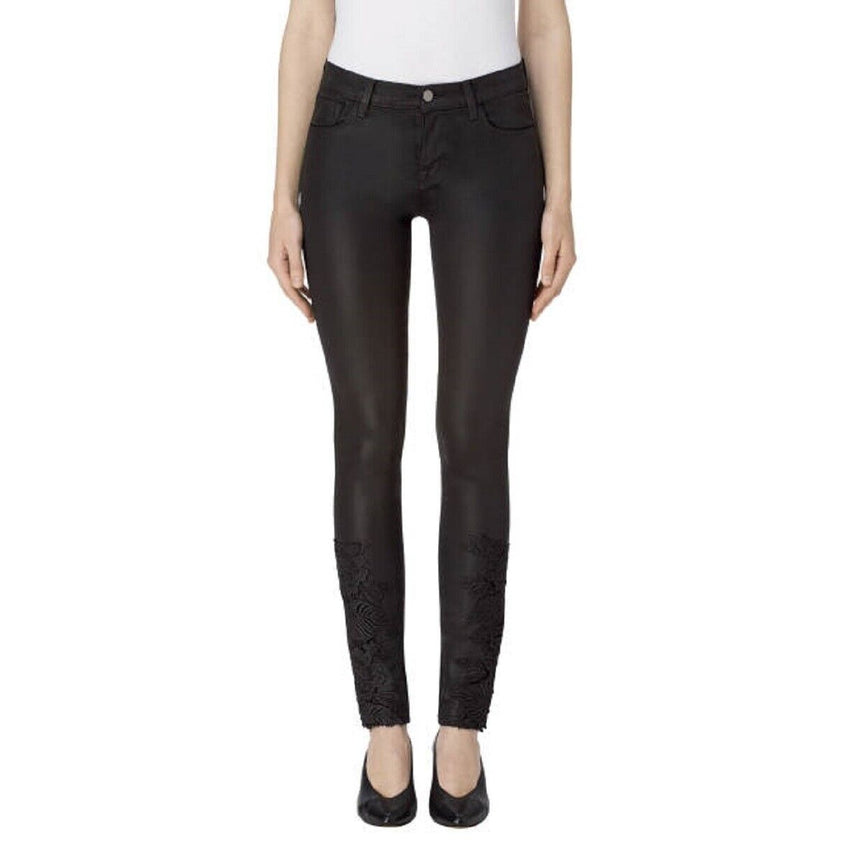J Brand Lace Ankle Photo Ready Black Coated Skinny Jeans
