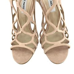 Steve Madden Blush Pink Suede Leather Caged Open Toe Sandals Heels SZ 7 New SH15
